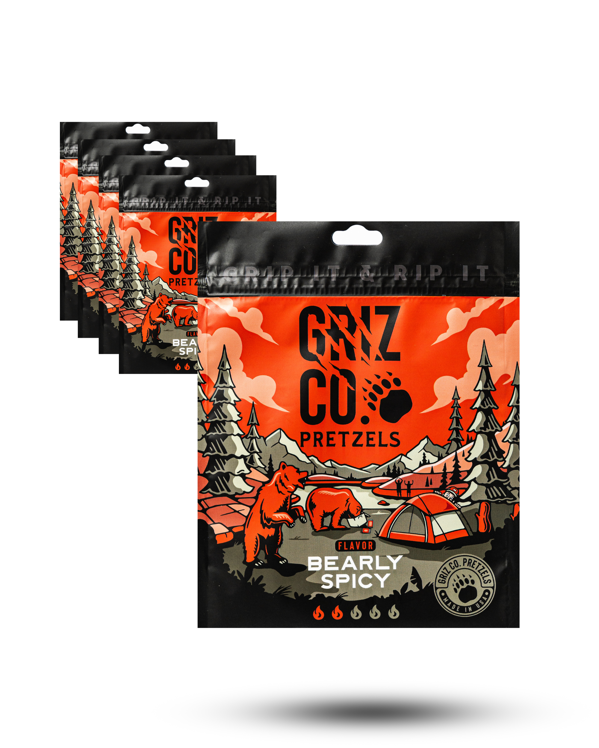 Griz Co. Pretzels Bearly Spicy 5 PACK